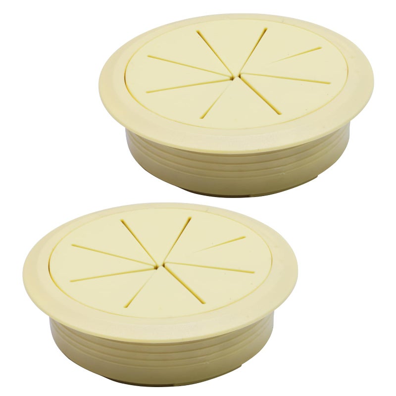BOPOREAE Desk Grommet 2-1/16"" (53 mm), Desk Hole Cover for Cables Beige, Cable Grommet ABS Plastic, Desk Hole Grommet for Office and Home Table Cable, Detachable & Flexible Cable Cord Organizer-2 Pcs - Image 1